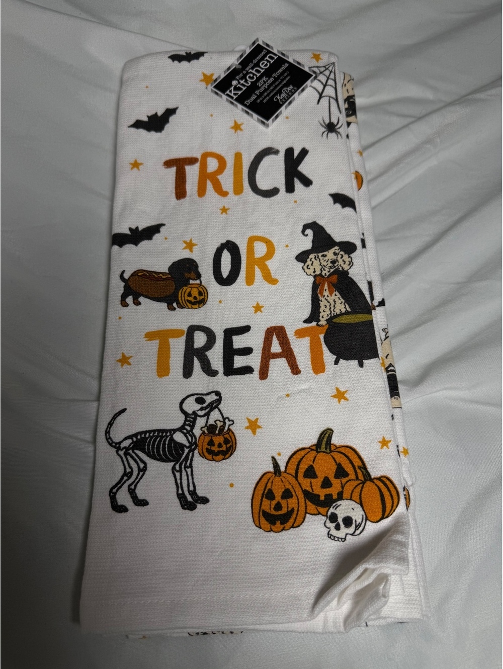 Halloween Kitchen Towels Set of 2 Trick or Treat Dog Print [COPY]